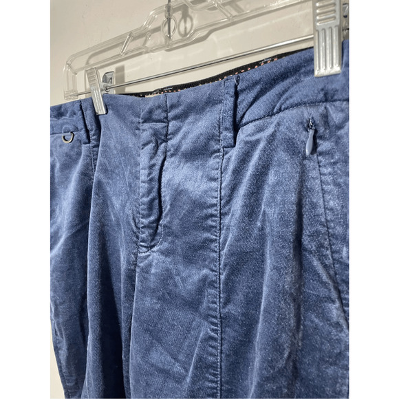 Anthropologie The Essential Slim Velvet Blue Cropped Pants SZ 4 - Picture 7 of 11